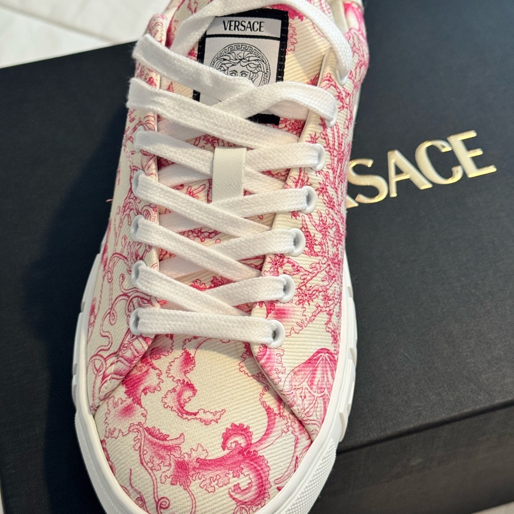 Versace White and Pink Sneakers - Picture 3 of 6